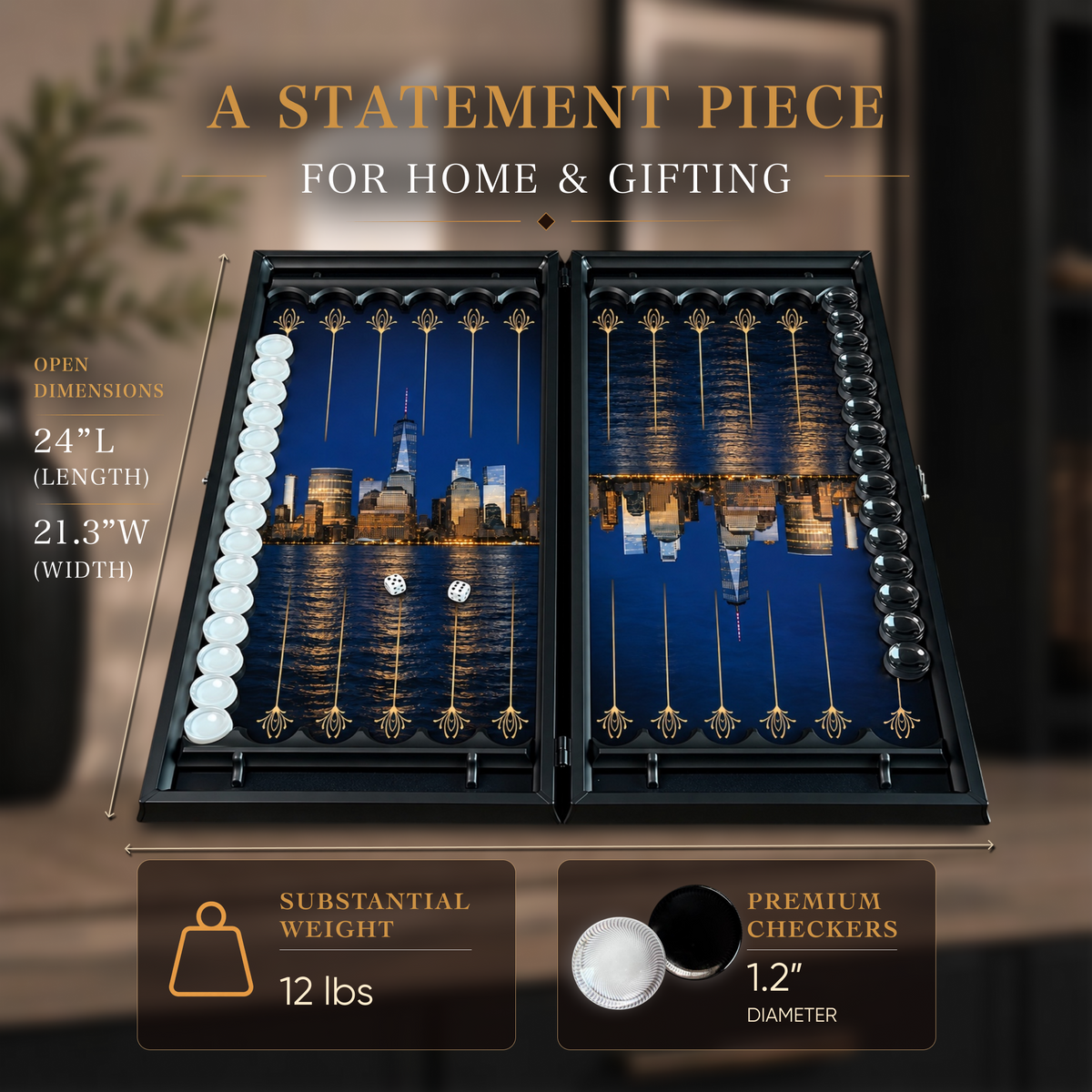 Exquisites Glas-Backgammon "Löwe" - 61×27 cm, Art. 250058. Individuell gestaltet. Geschenkfertig | Kostenloser Versand weltweit