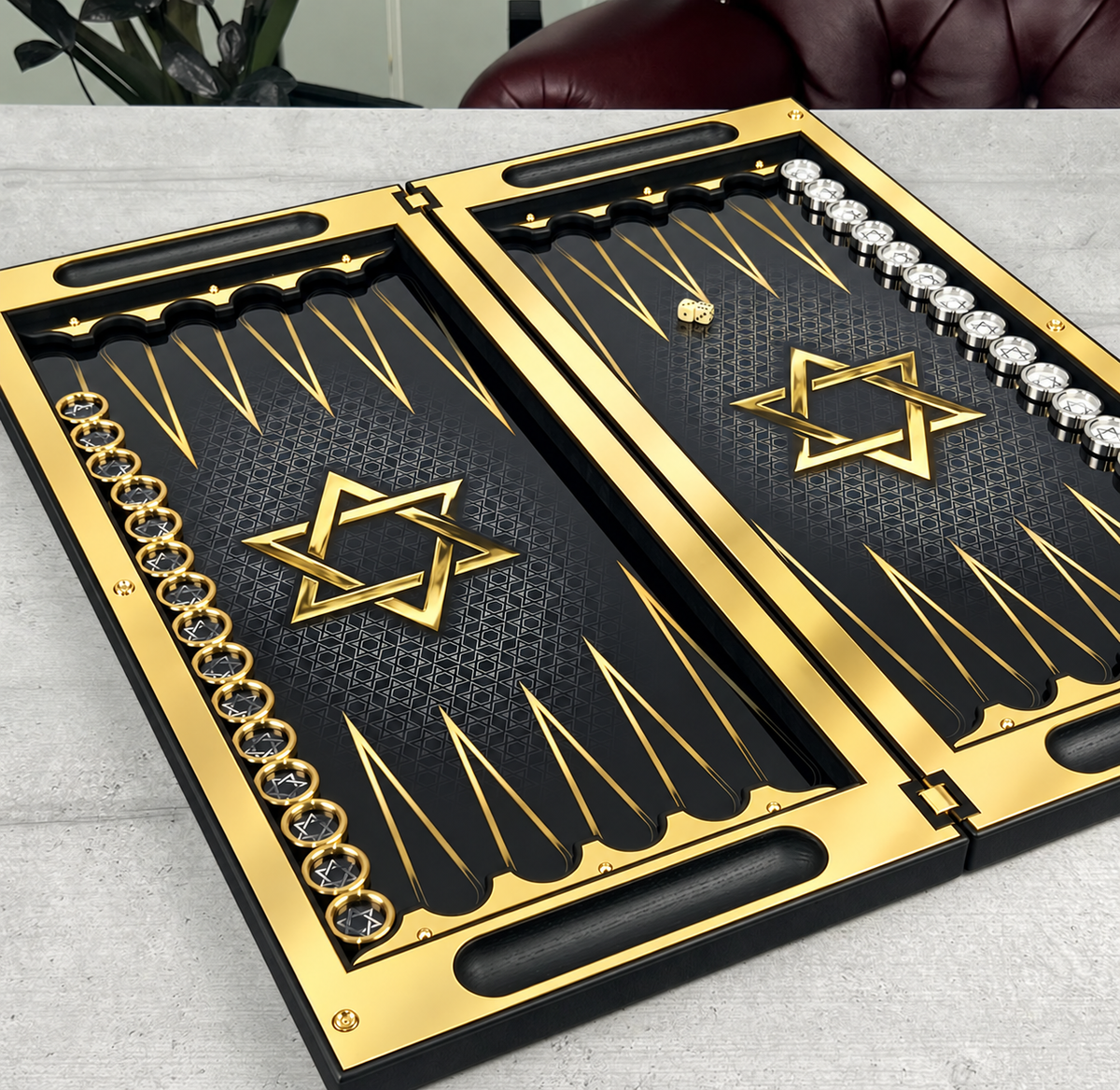 Luxuriöses Backgammon aus Metall mit gehärtetem Glas – Exklusives Design, handgefertigt, anpassbar