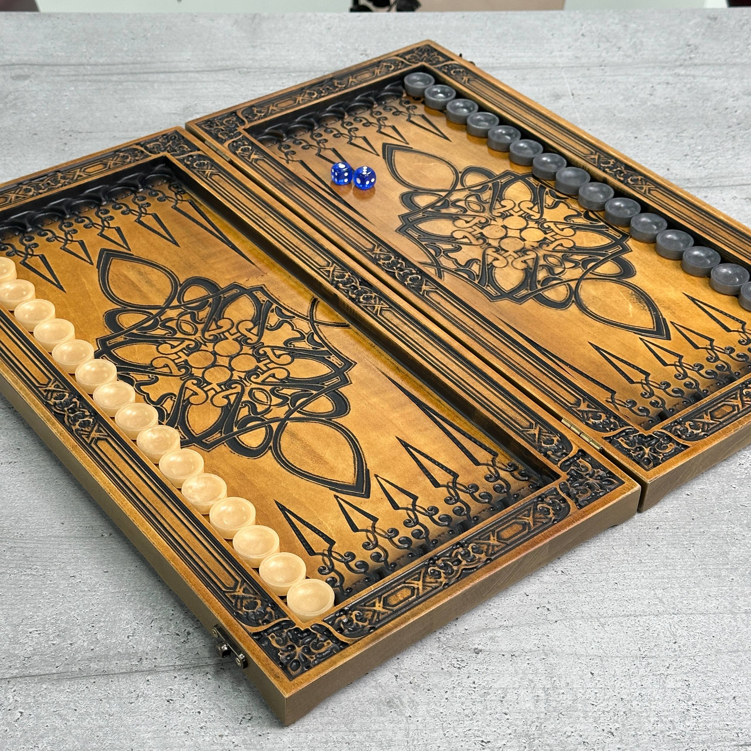 Wooden Backgammon Set with the Gemini Zodiac Sign