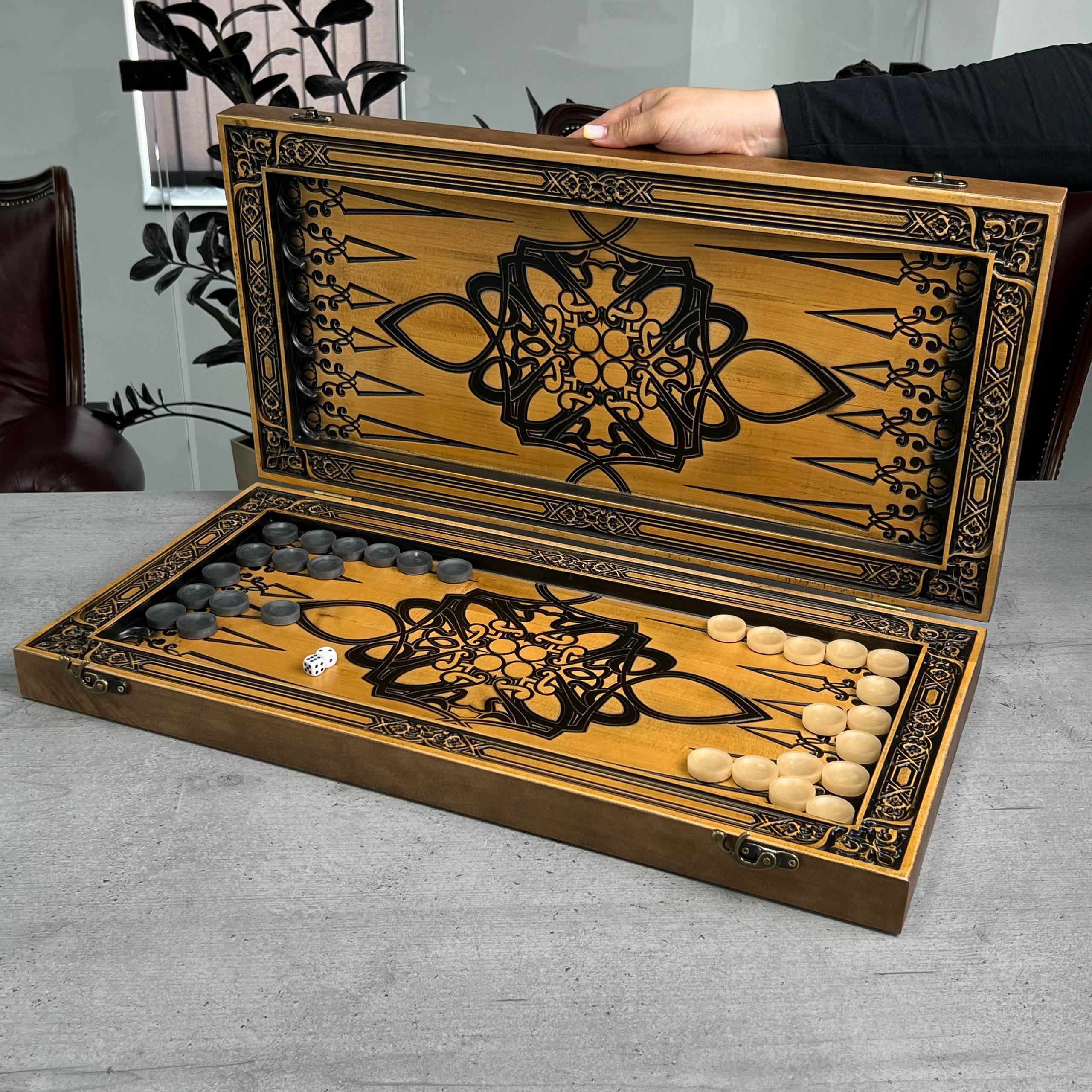 Backgammon-Brettspielset aus Holz 46*23cm, Geschenkfertig und personalisiert