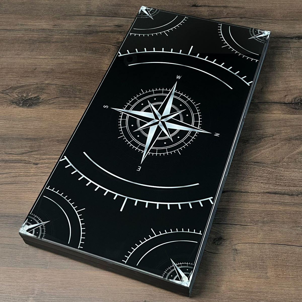 Compass Rose Collection Glass & Wood Backgammon Set