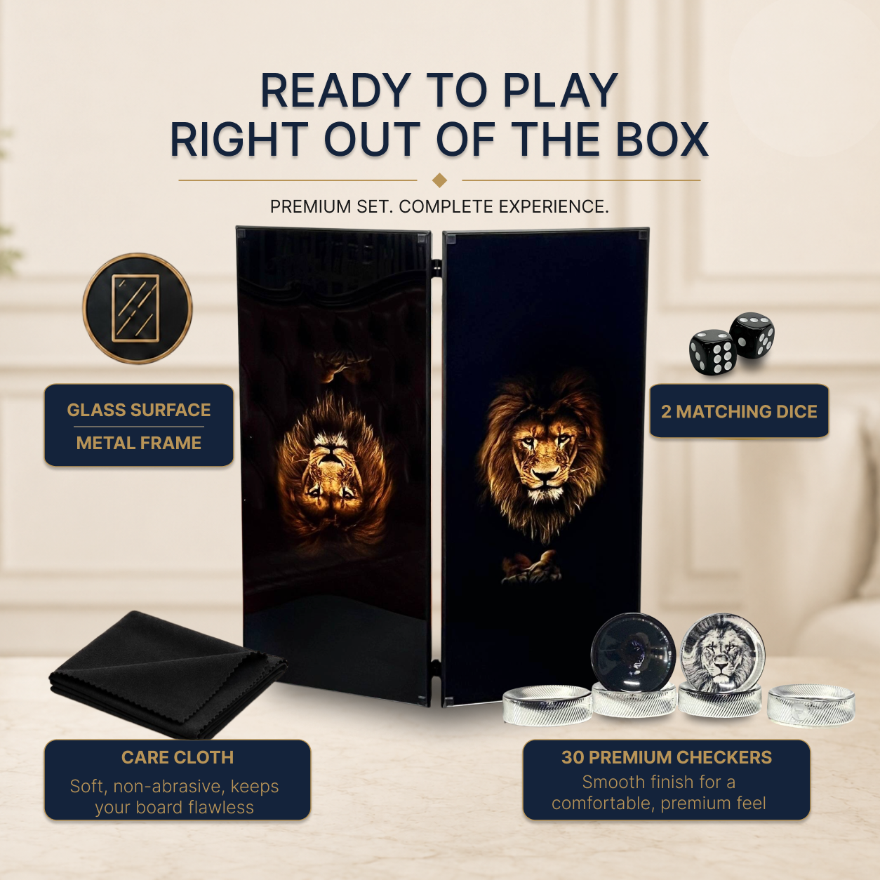 Lion Collection Glass Backgammon Set