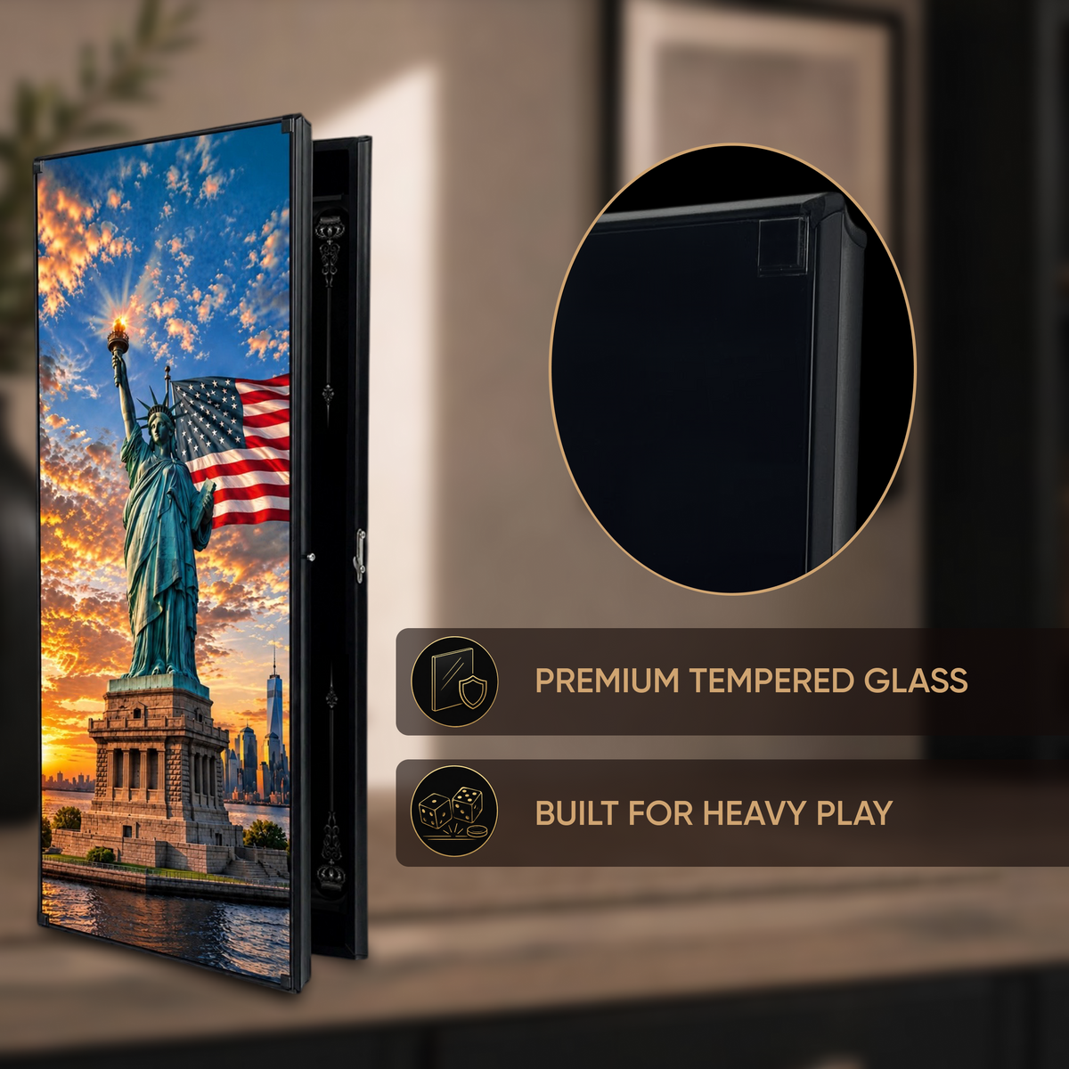 Statue of Liberty Glass Backgammon Set – Luxury New York Edition, Large 24"