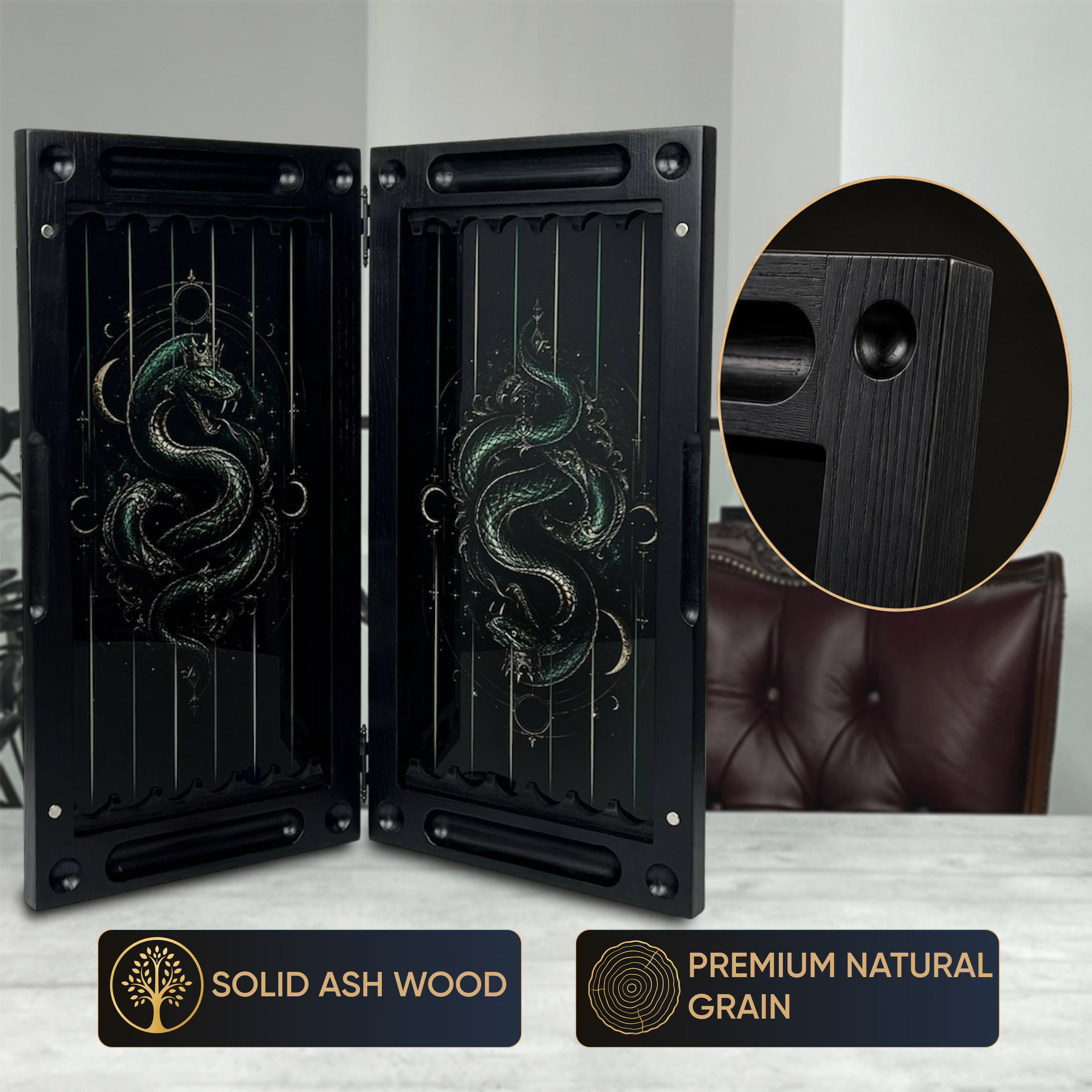 Cosmic Dragon Collection Glass & Wood Backgammon Set