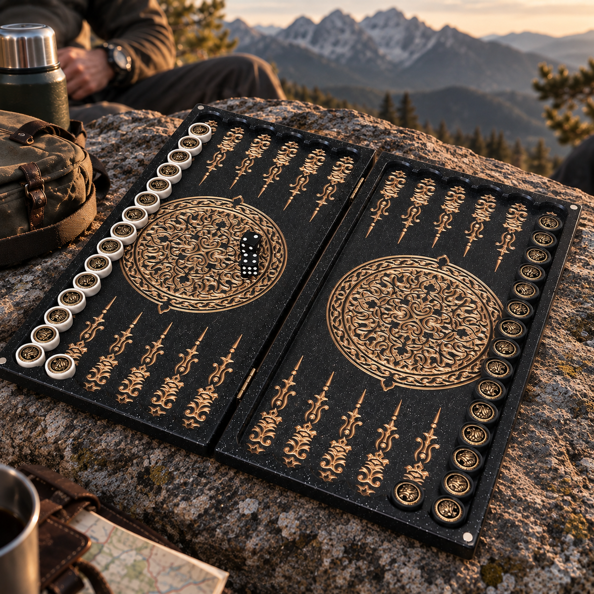 Travel Stone Backgammon Set – Compact Premium Edition | 12"