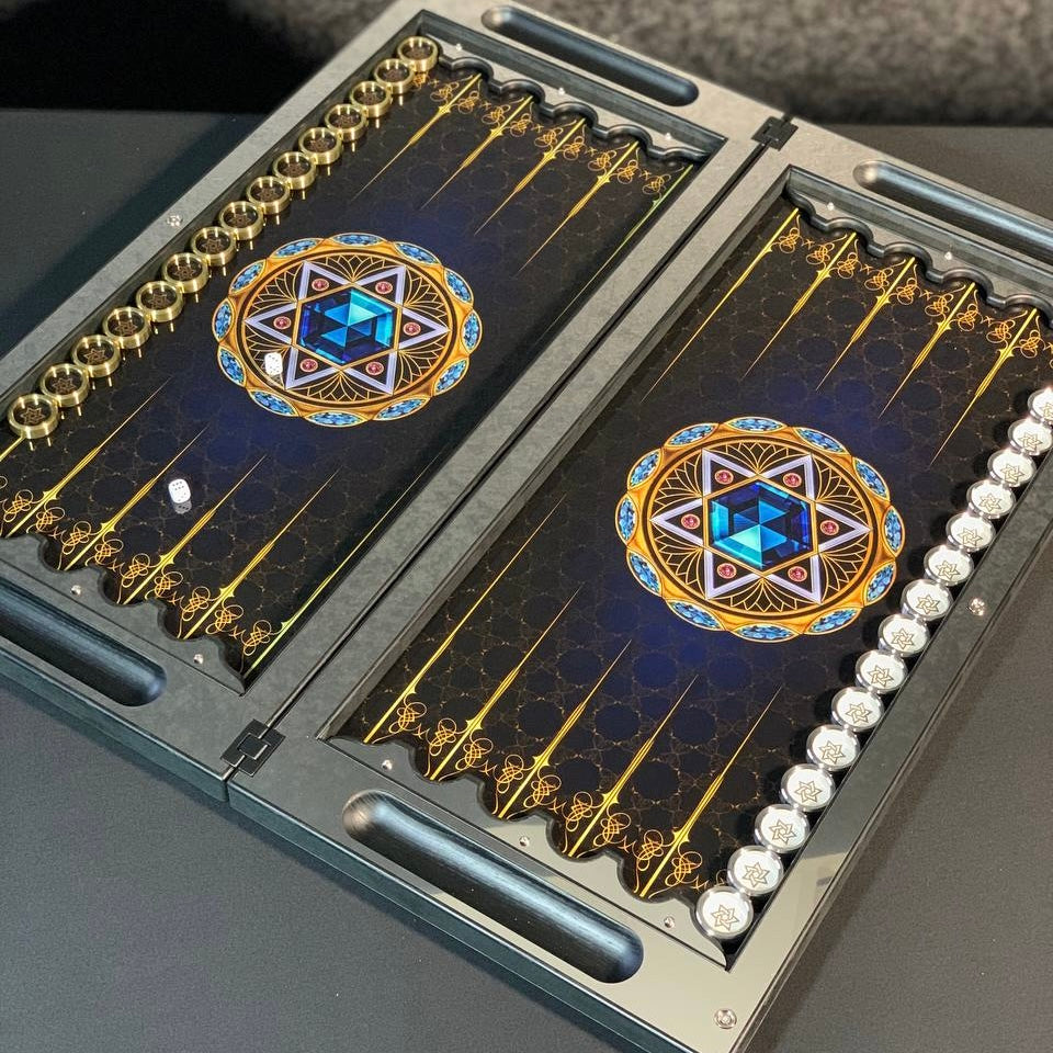 Star of David Design Metal Backgammon Set – Large 25”