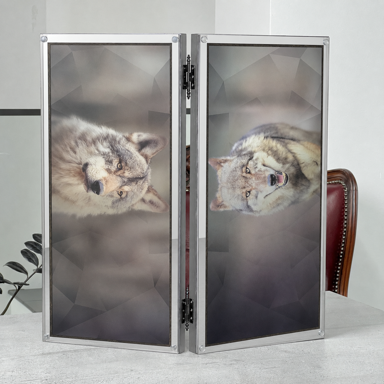 Wolf Design Metal Backgammon Set – Large 25”