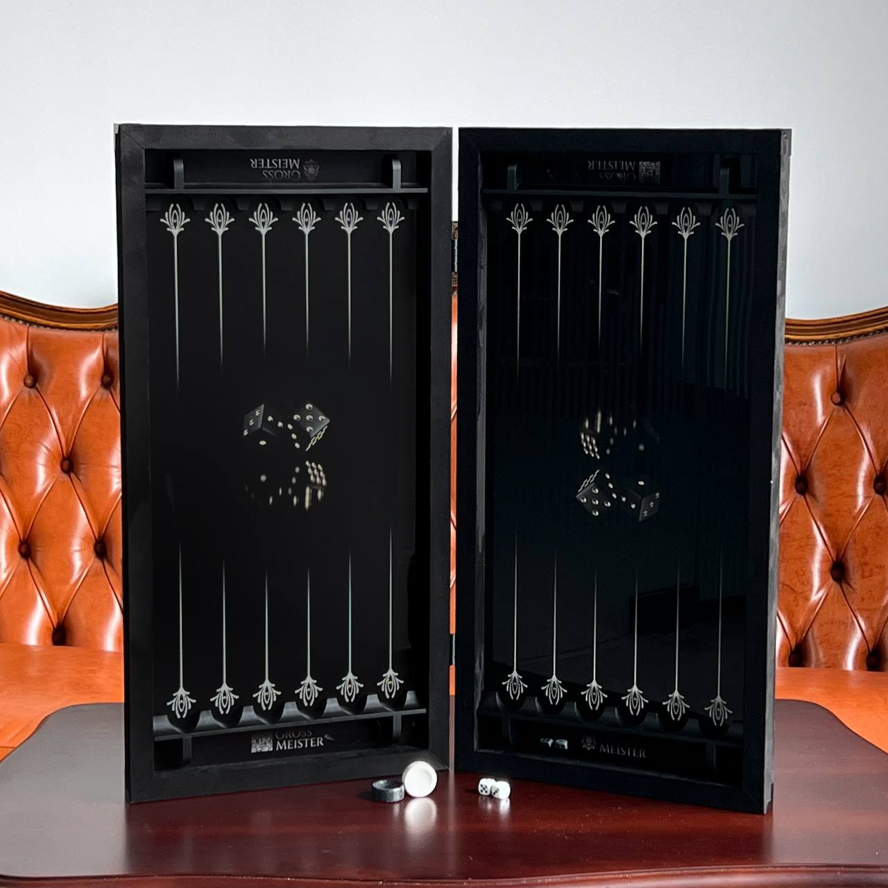 Luxury Checker Edition Metal Carbon Backgammon Set – Large 24”
