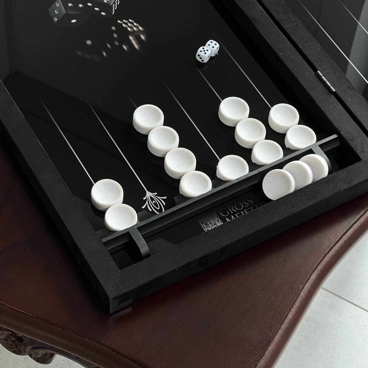 Luxury Checker Edition Metal Carbon Backgammon Set – Large 24”