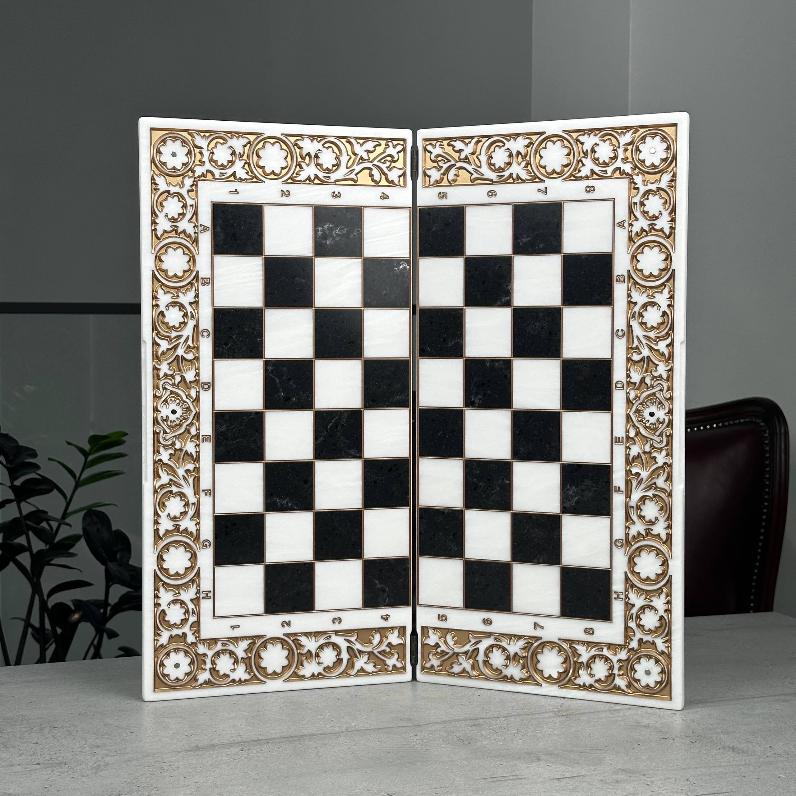 Imperial Carved Stone Chess Set – Medium 19”