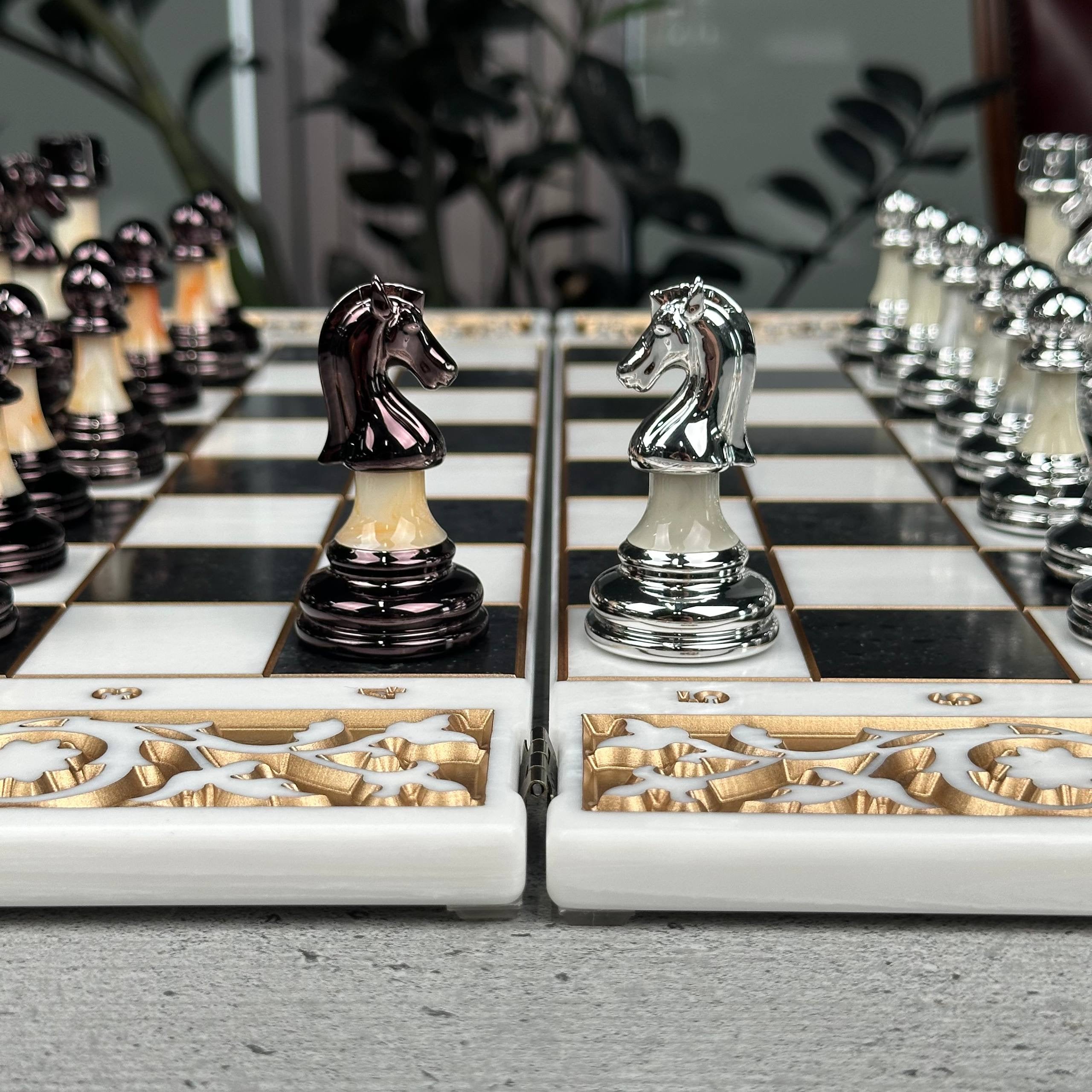 Imperial Carved Stone Chess Set – Medium 19”