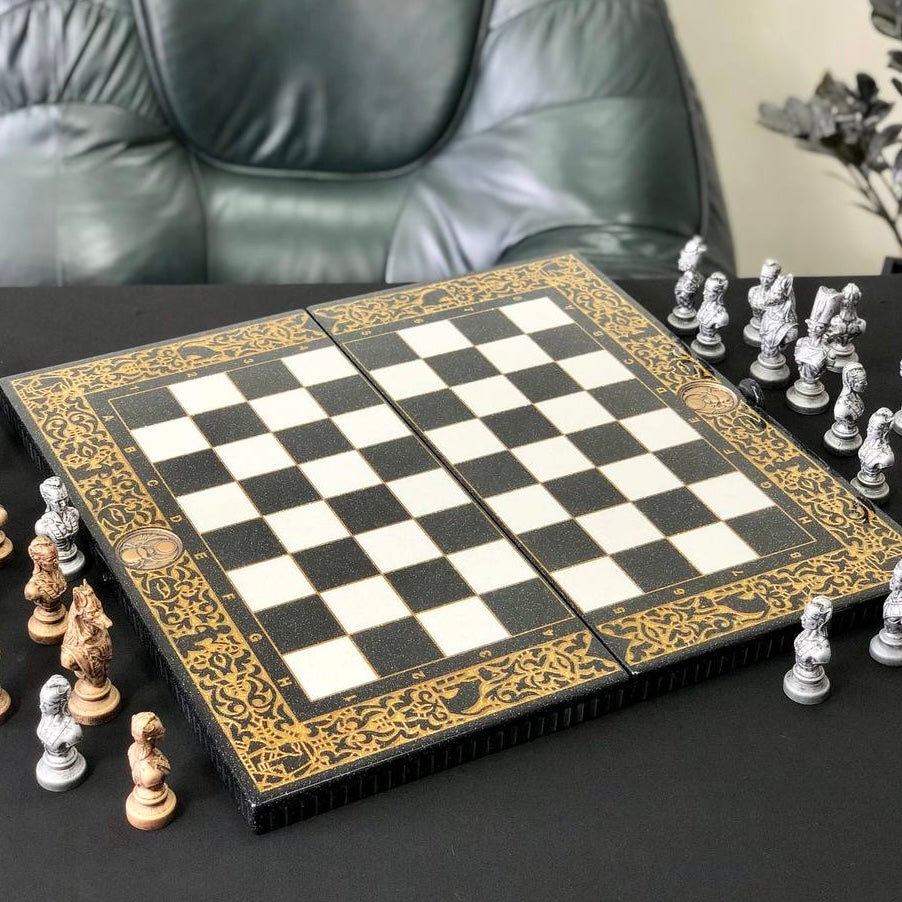 Egyptian Collection Stone Chess Set with Storage Case – Large 23”