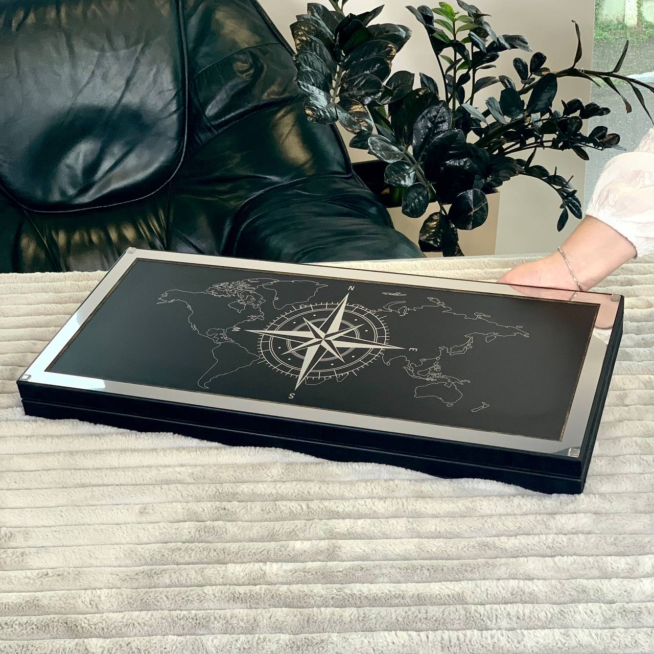 Premium Metal Backgammon Set – Map Design, Stainless Steel & Tempered Glass | Free Global Delivery Gift-ready