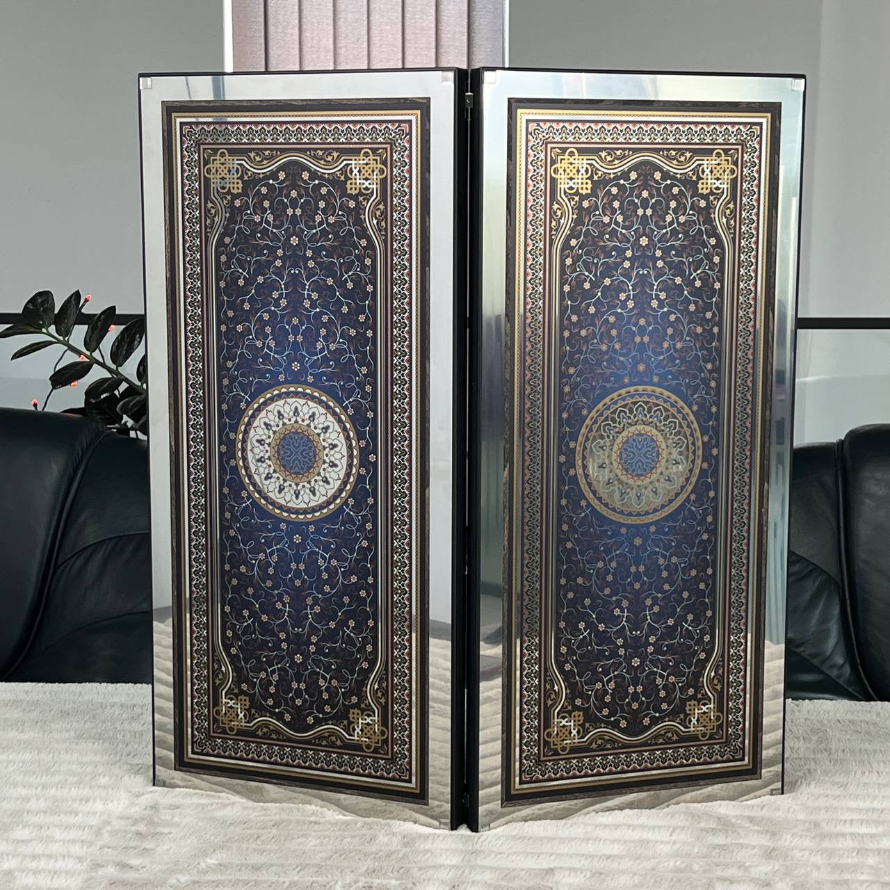 Backgammon de luxe en métal avec verre trempé - Design exclusif, fait à la main, personnalisable