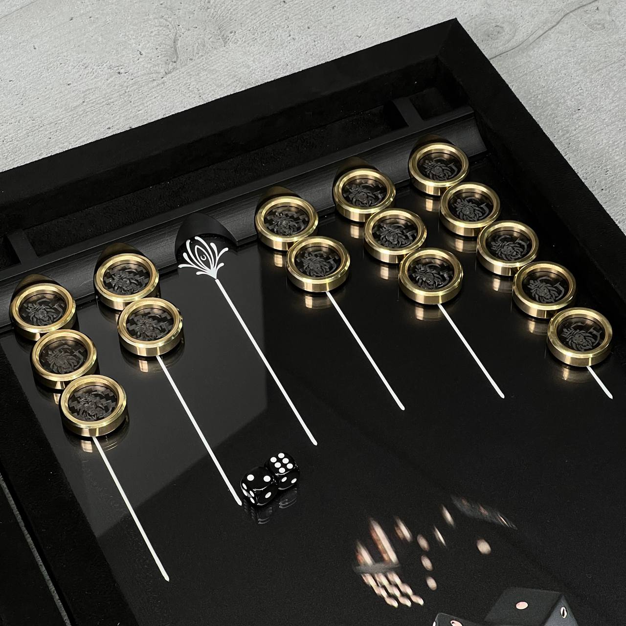 Exclusive Handmade Metal and Carbon Backgammon Set 60*30cm with metal pieces, Gift-ready VIP