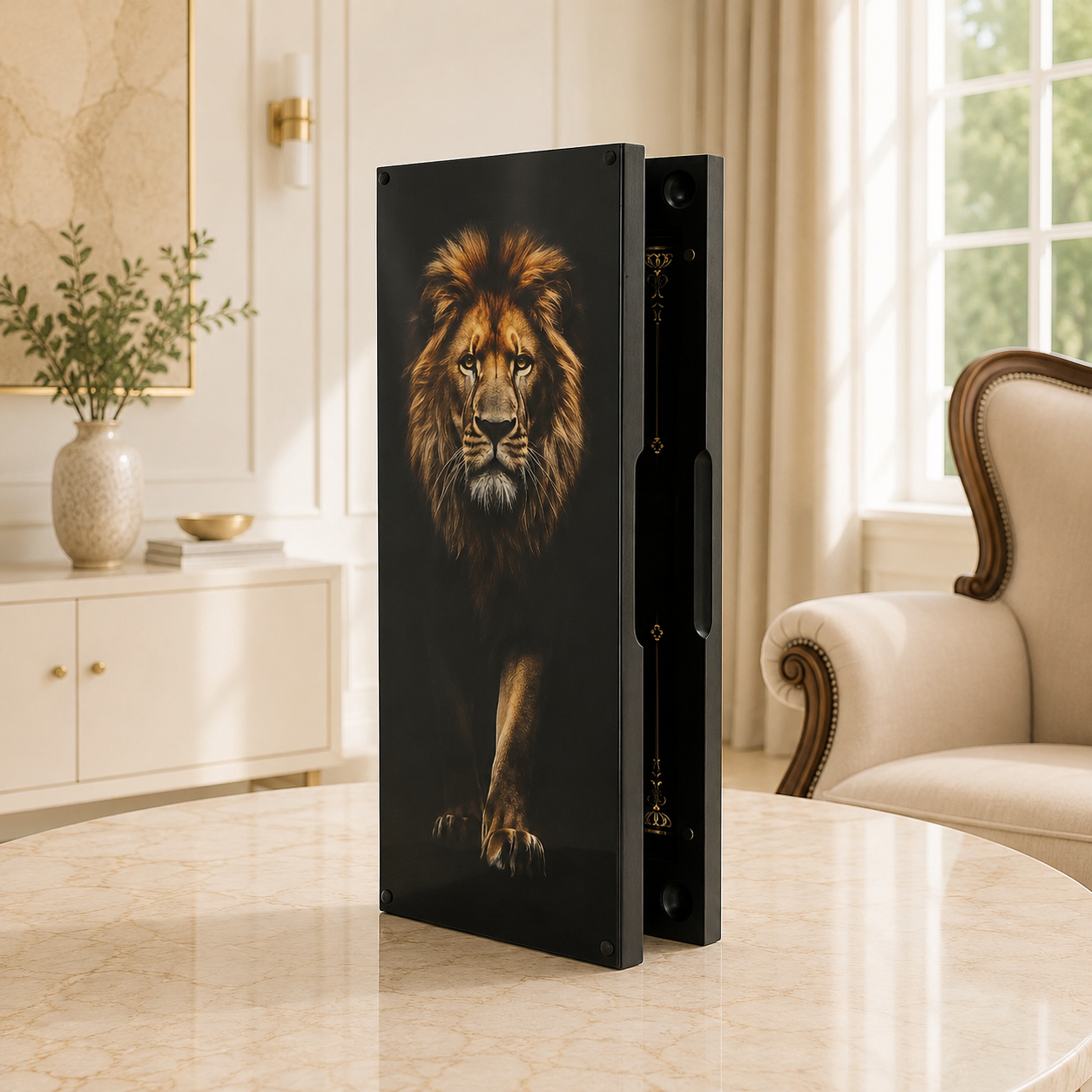 Lion Collection Glass Backgammon Set