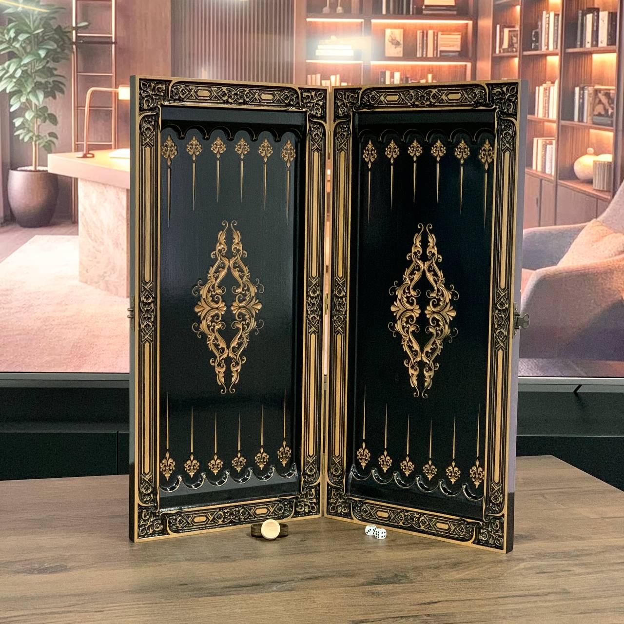 Jeu de backgammon en bois, 50×23 cm, beau design classique, prêt à offrir