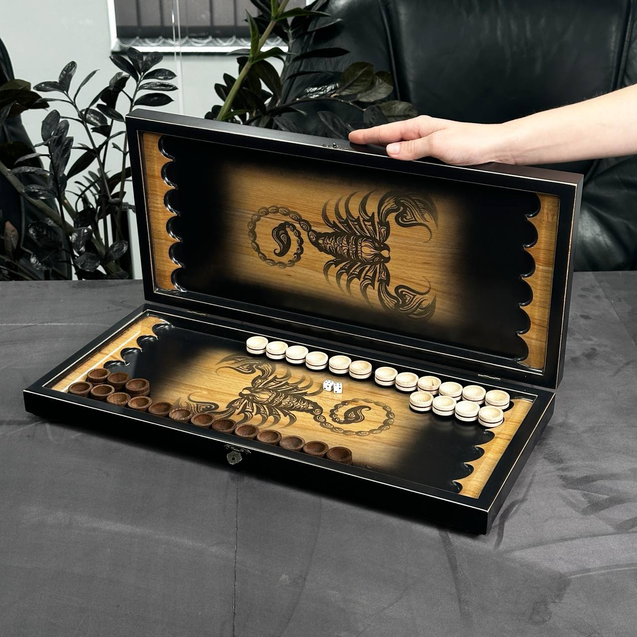 Wooden Backgammon "Scorpion" Customized and Gift-ready