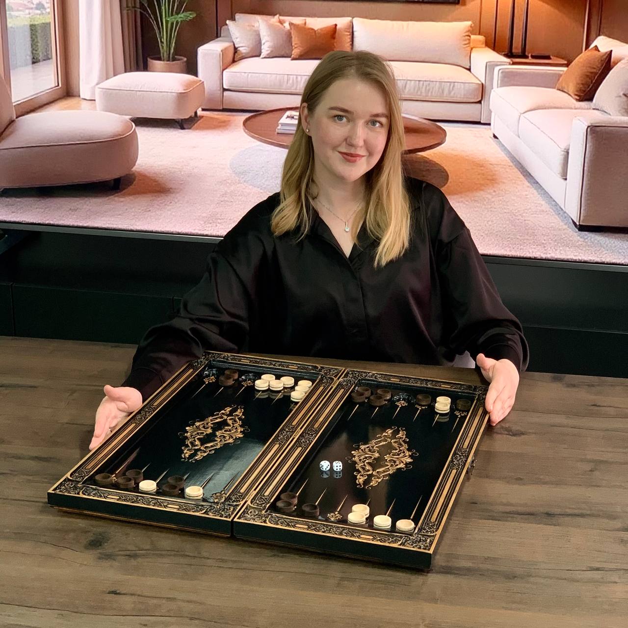 Prestigious Handmade Wooden Backgammon Board, Crafted from High-Quality Basswood, Gift-ready
