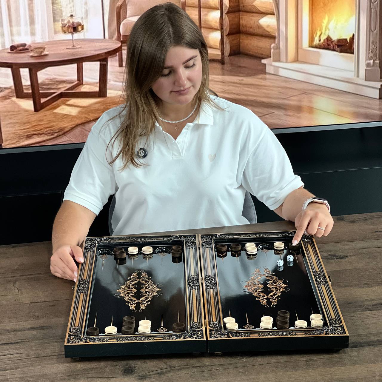 Jeu de backgammon en bois "Dragon", backgammon de voyage 50*23cm. Prêt à offrir