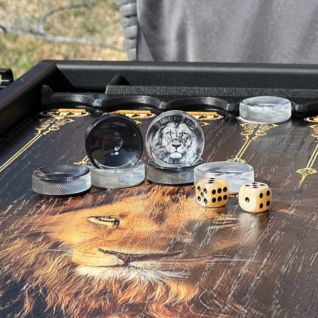 Backgammon-Brett aus Holz mit dem Sternzeichen Fische – handgefertigt, personalisierbar, geschenkfertig