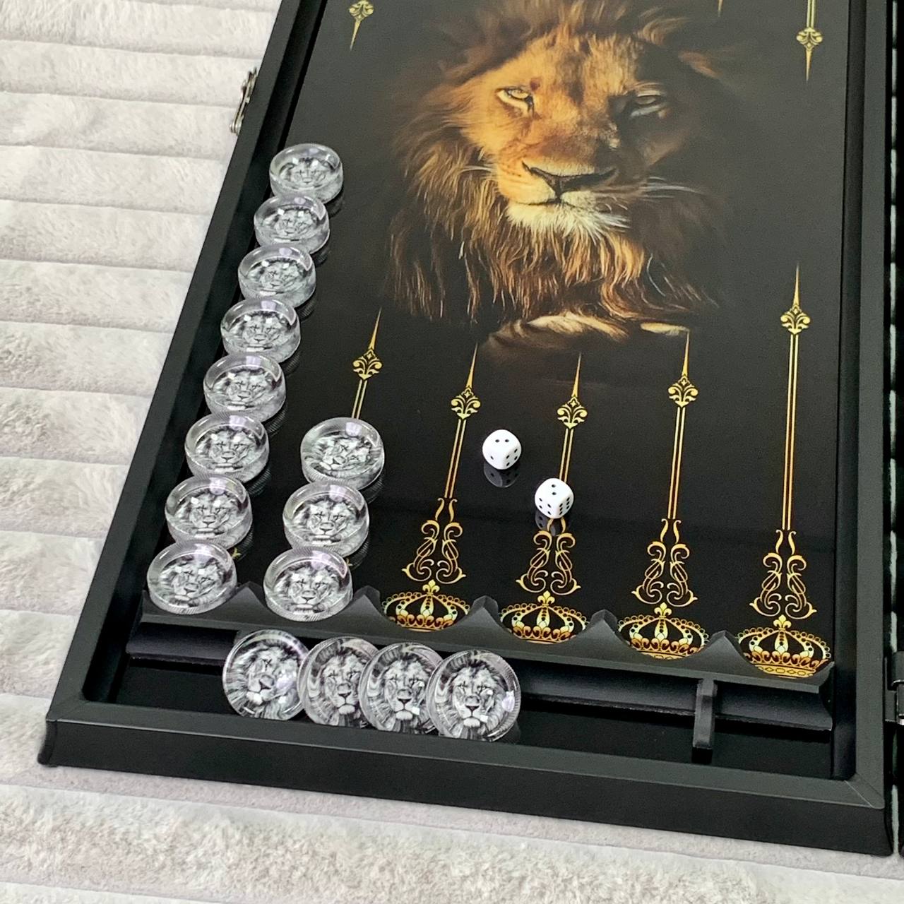 Lion Collection Glass Backgammon Set