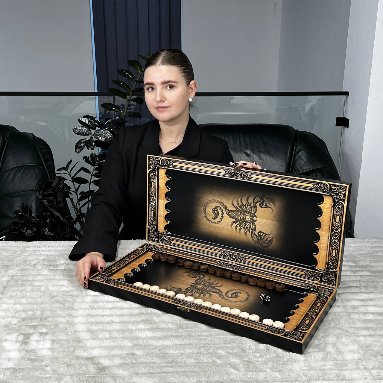 Wooden Backgammon "Scorpion" Customized and Gift-ready