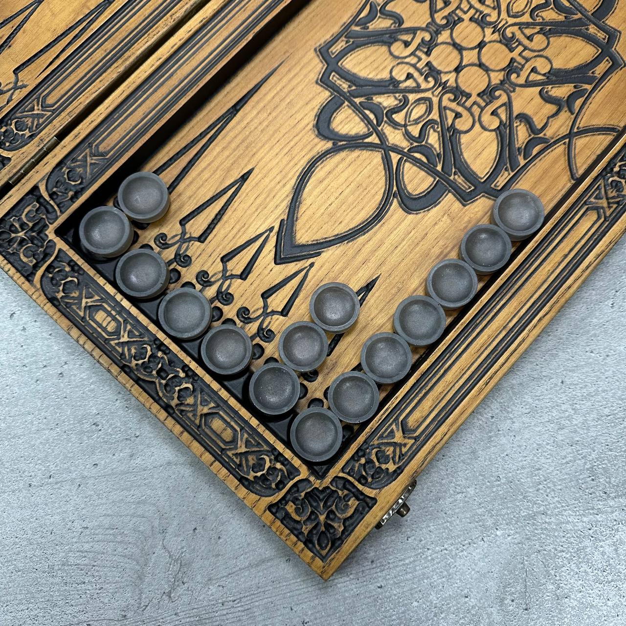 Wooden backgammon board game set "Wolf", Gift-ready and Customized.