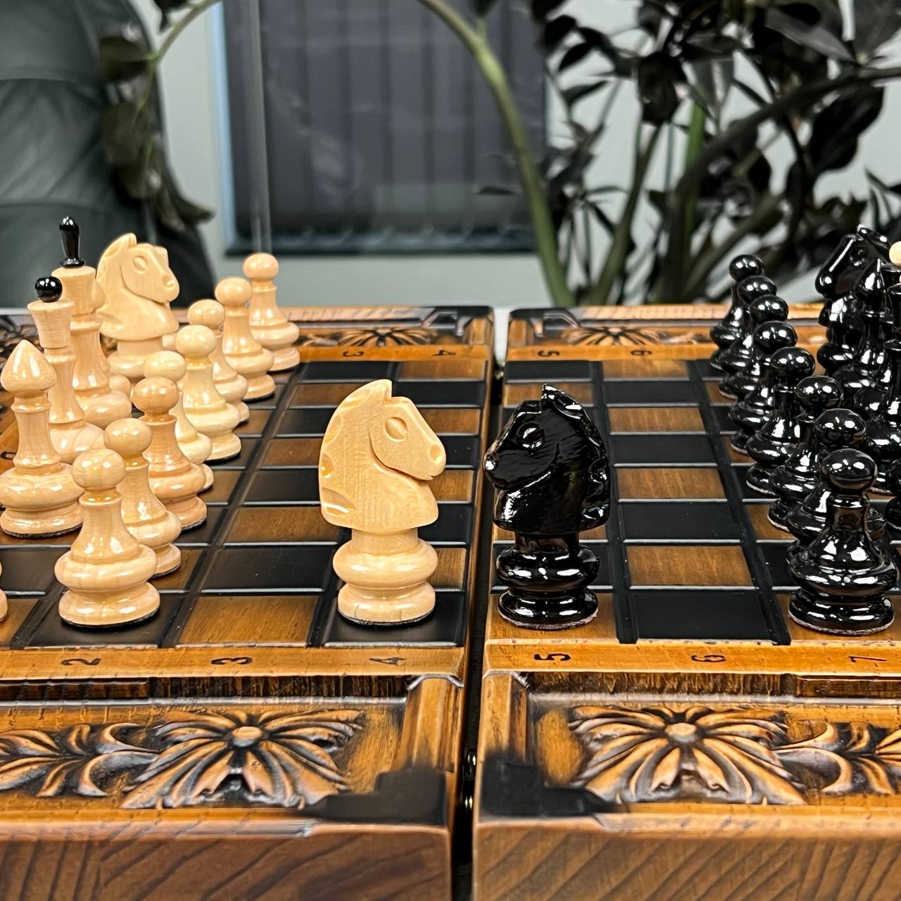 Lion Wooden Chess Set
