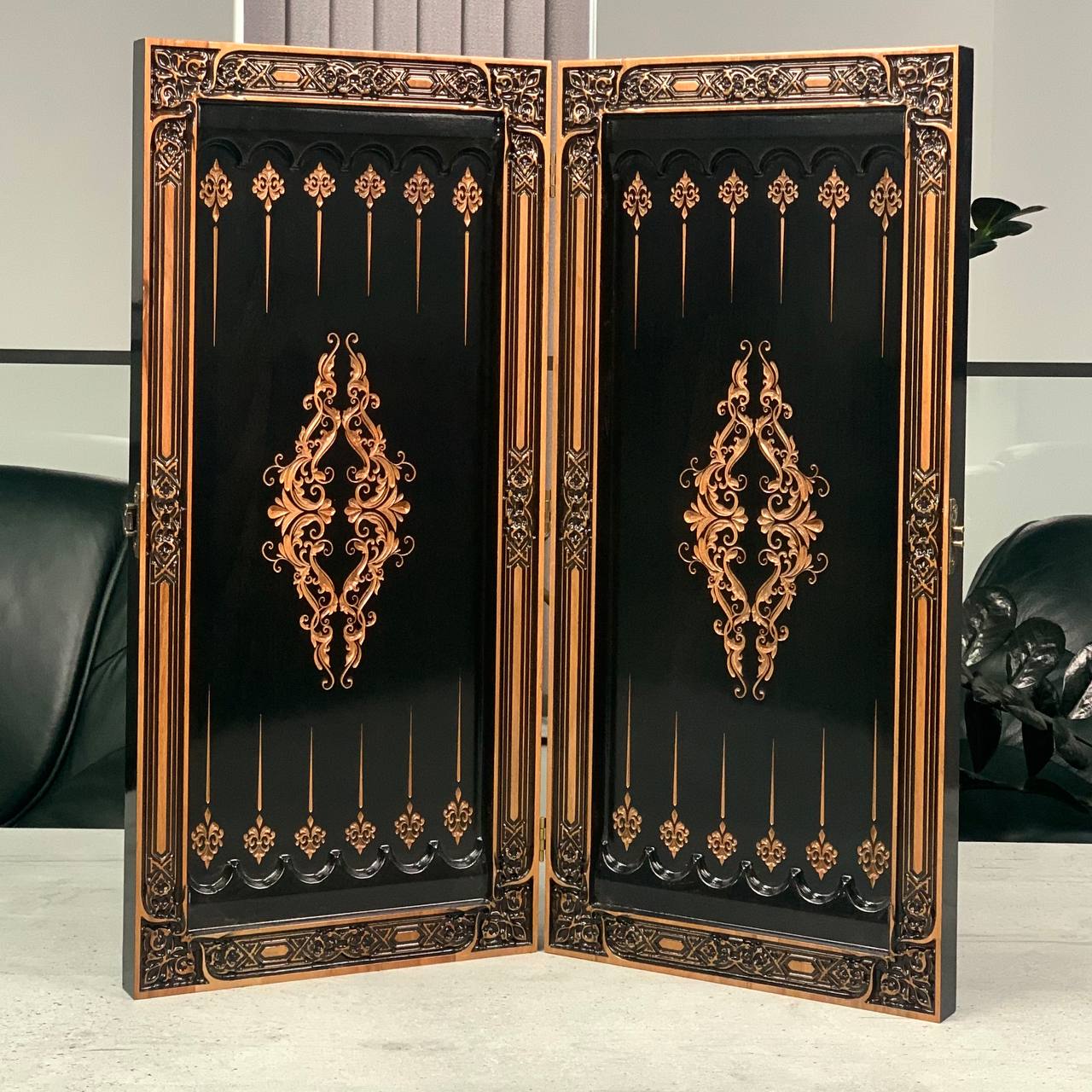 Wooden backgammon board game set "Dragon" Gift-ready
