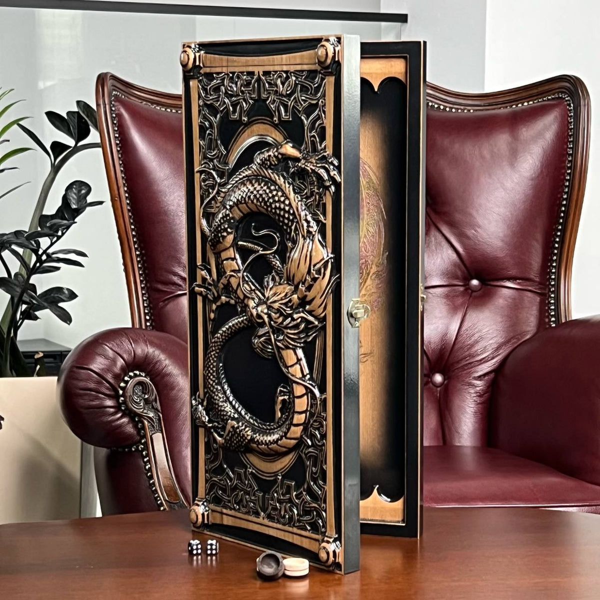 Imperial Dragon Wooden Backgammon Set – Maple Wood