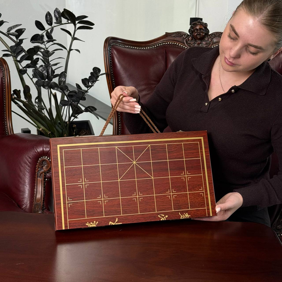 Wooden Xiangqi Chinese Chess Set – 20" Handcrafted Board