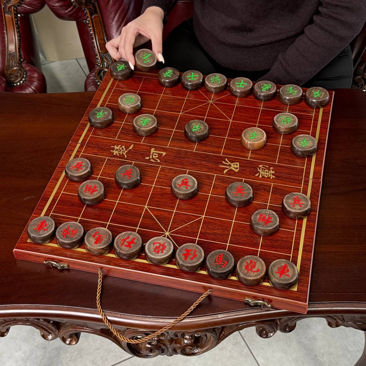 Wooden Xiangqi Chinese Chess Set – 20" Handcrafted Board