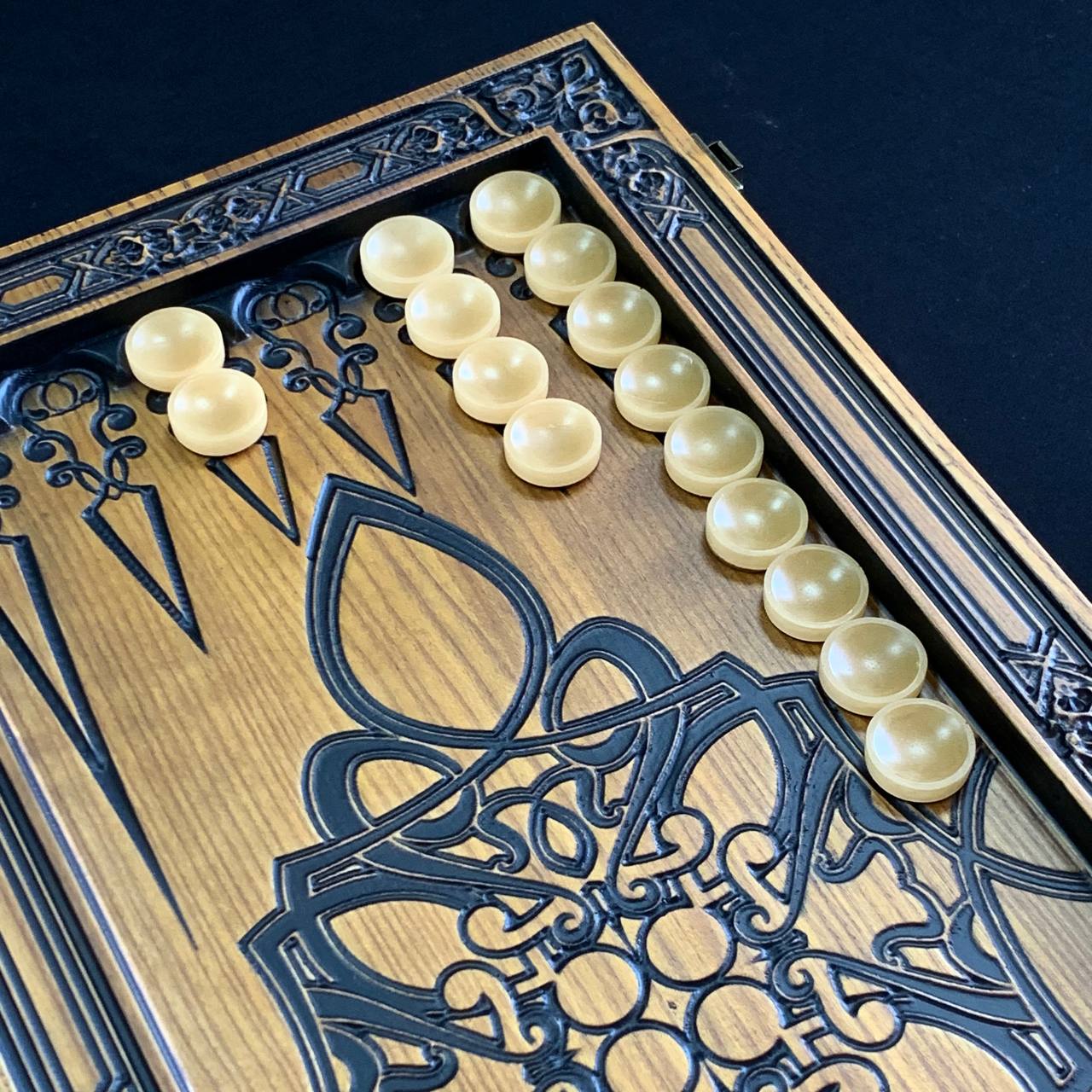 Schachspiel aus Holz mit luxuriösem Design, 3 in 1 (Schach, Dame und Backgammon) 68×32 cm. Geschenkfertig