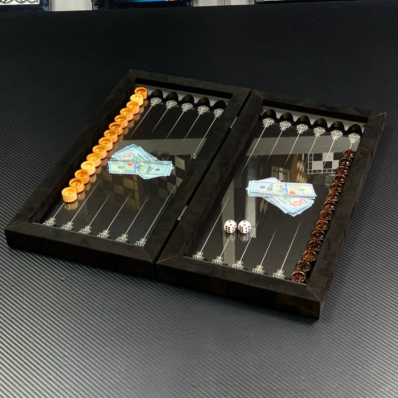 Elegant Handmade Metal Backgammon Set 40*20cm, Gift-ready compact size