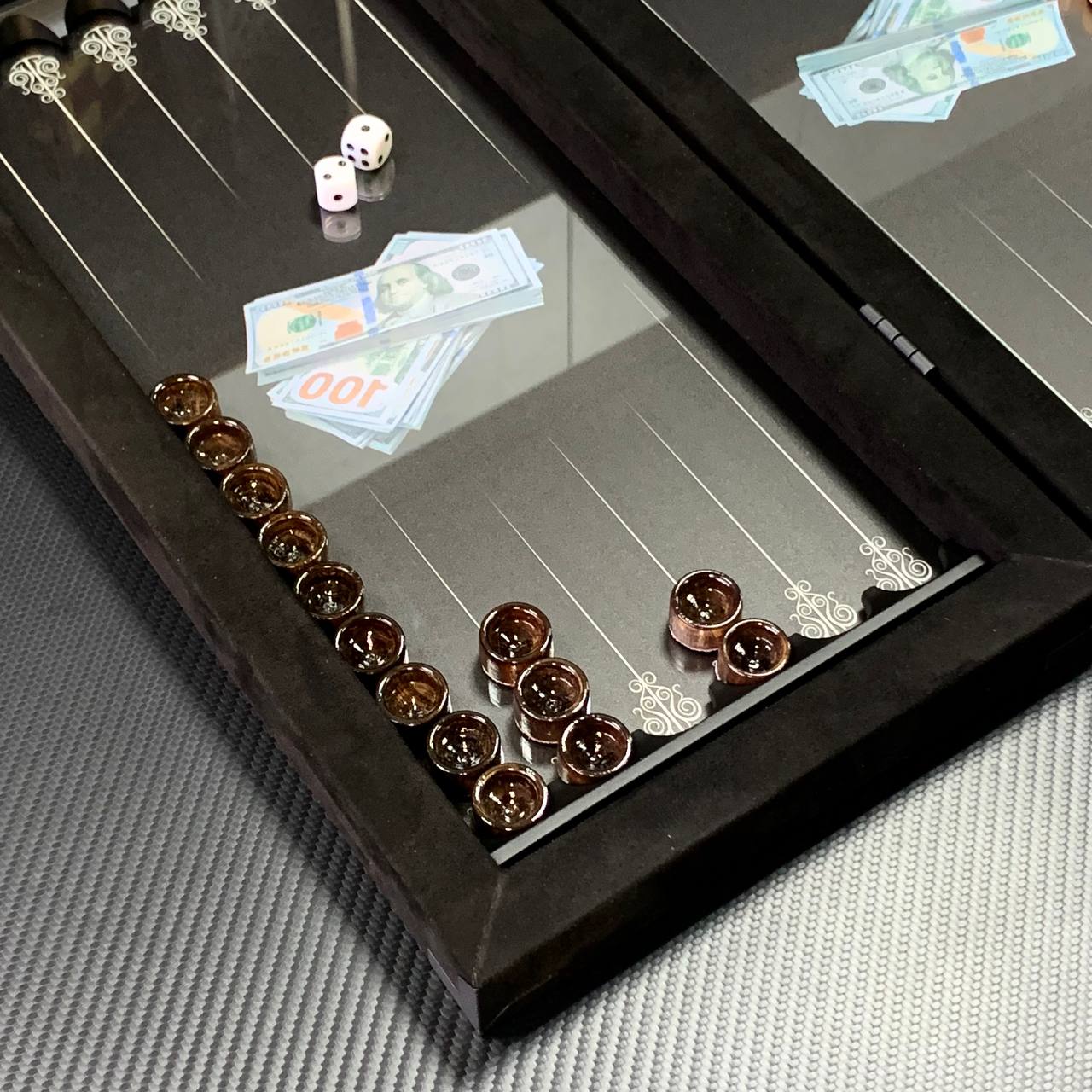 Elegant Handmade Metal Backgammon Set 40*20cm, Gift-ready compact size