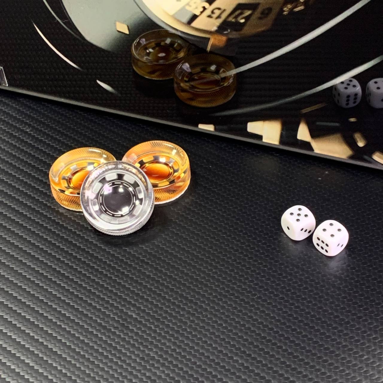 Ensemble de backgammon en verre de luxe « Poker Roulette » Ensemble de jeu de société Prêt à offrir