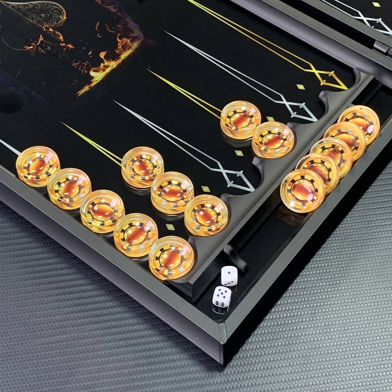 Ensemble de backgammon en verre de luxe « Poker Roulette » Ensemble de jeu de société Prêt à offrir