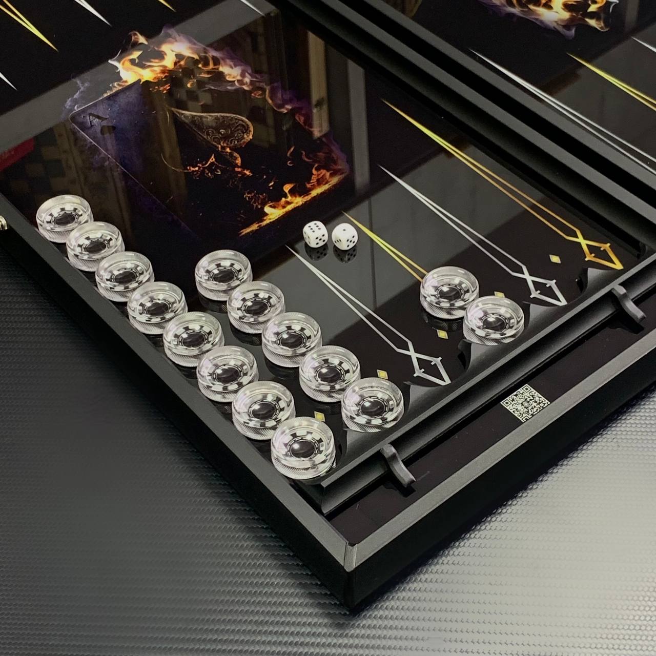 Ensemble de backgammon en verre de luxe « Poker Roulette » Ensemble de jeu de société Prêt à offrir