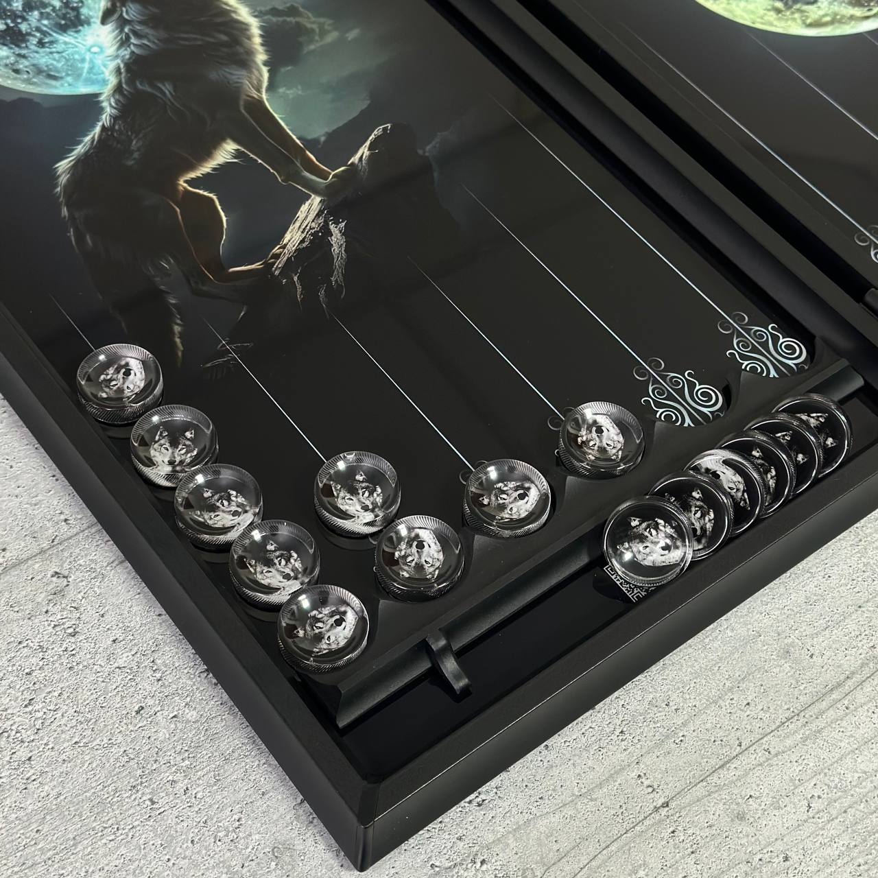 Exquisites Glas-Backgammon "Löwe" - 61×27 cm, Art. 250058. Individuell gestaltet. Geschenkfertig | Kostenloser Versand weltweit