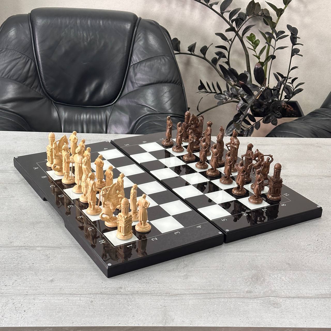 Classic Chess with Stylized Pieces Chess Backgammon Checkers Set