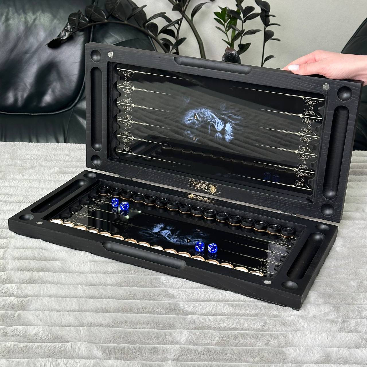 Glass&Wood Backgammon Set with Classic Minimalist Design, Customization and Gift-ready