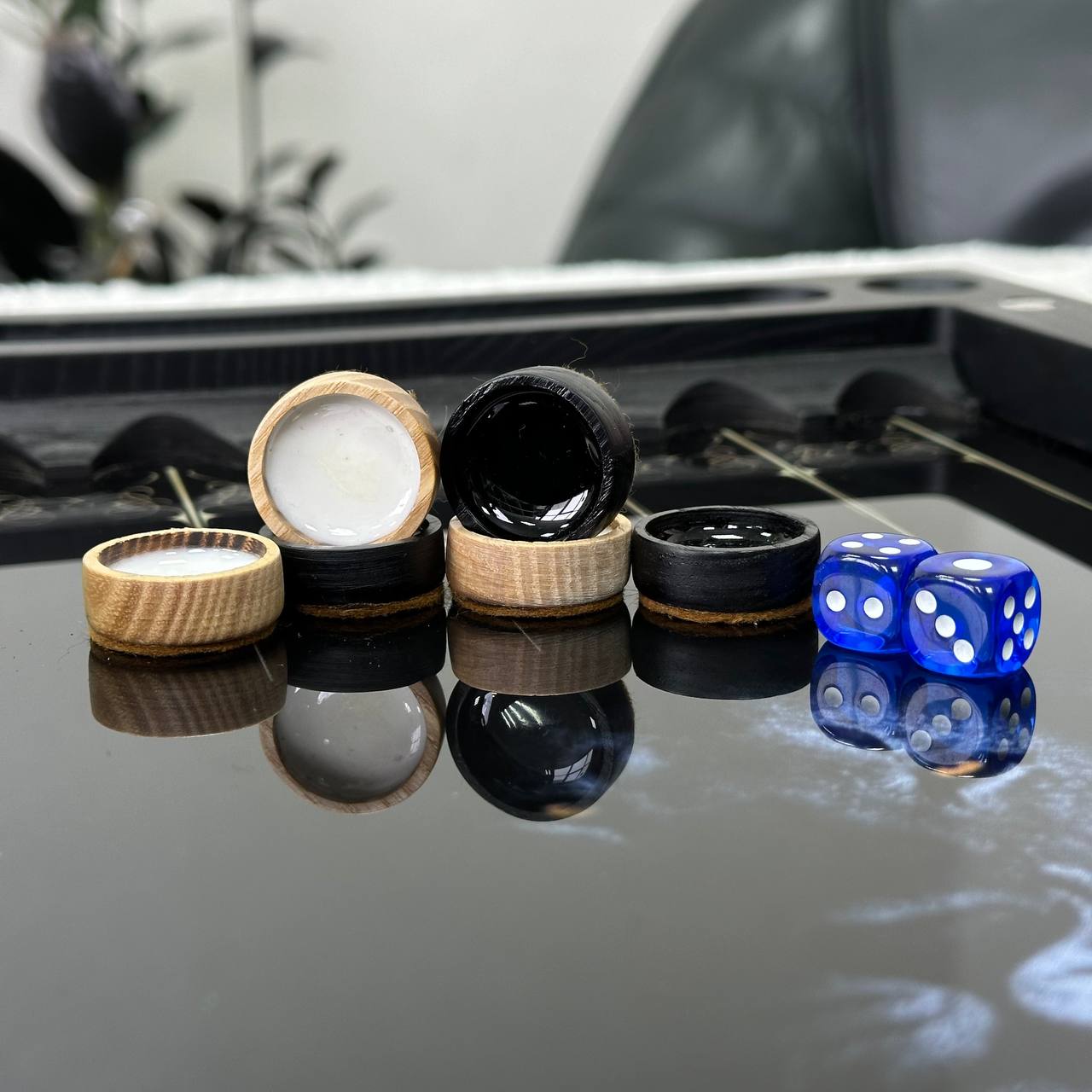 Glass&Wood Backgammon Set with Classic Minimalist Design, Customization and Gift-ready