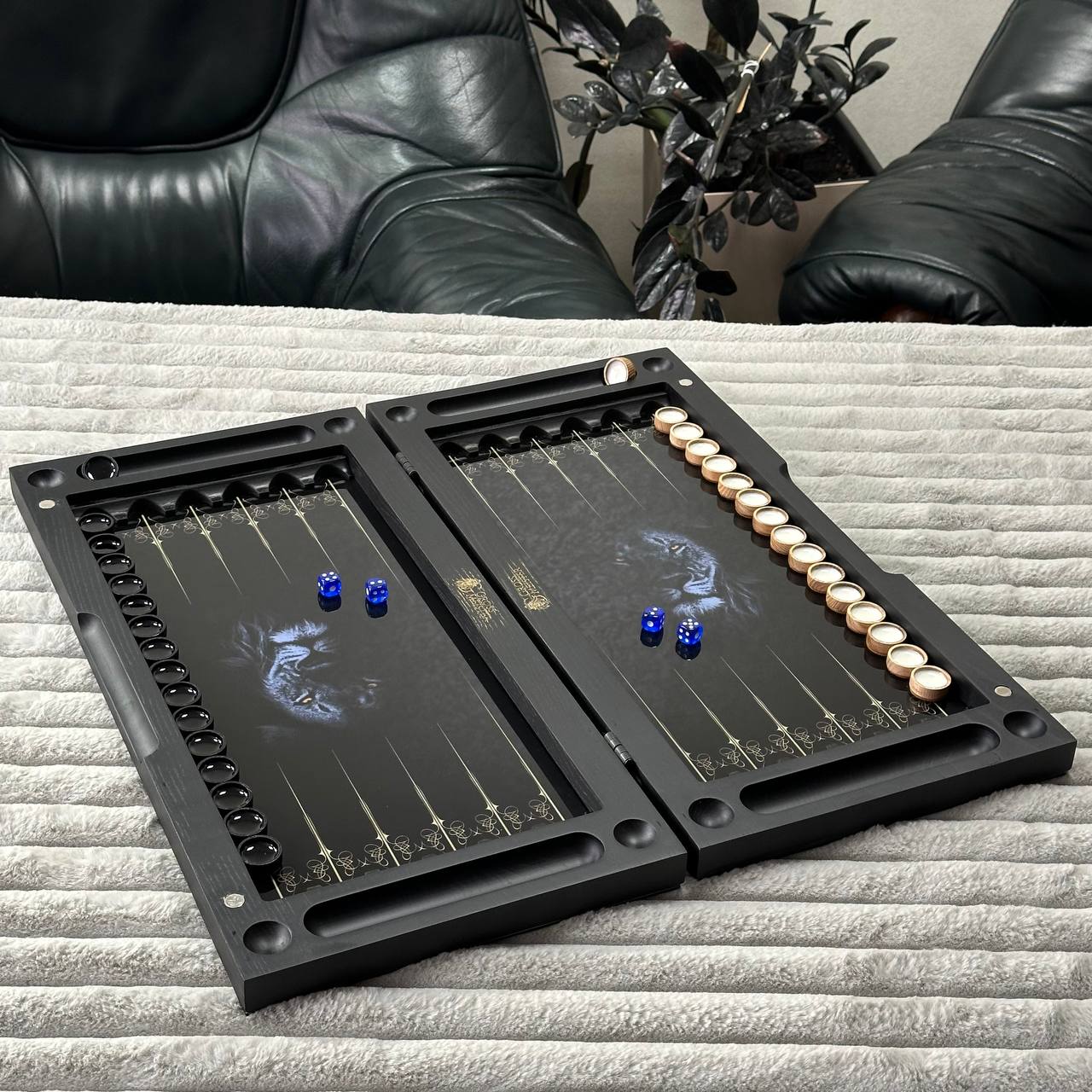Glass&Wood Backgammon Set with Classic Minimalist Design, Customization and Gift-ready
