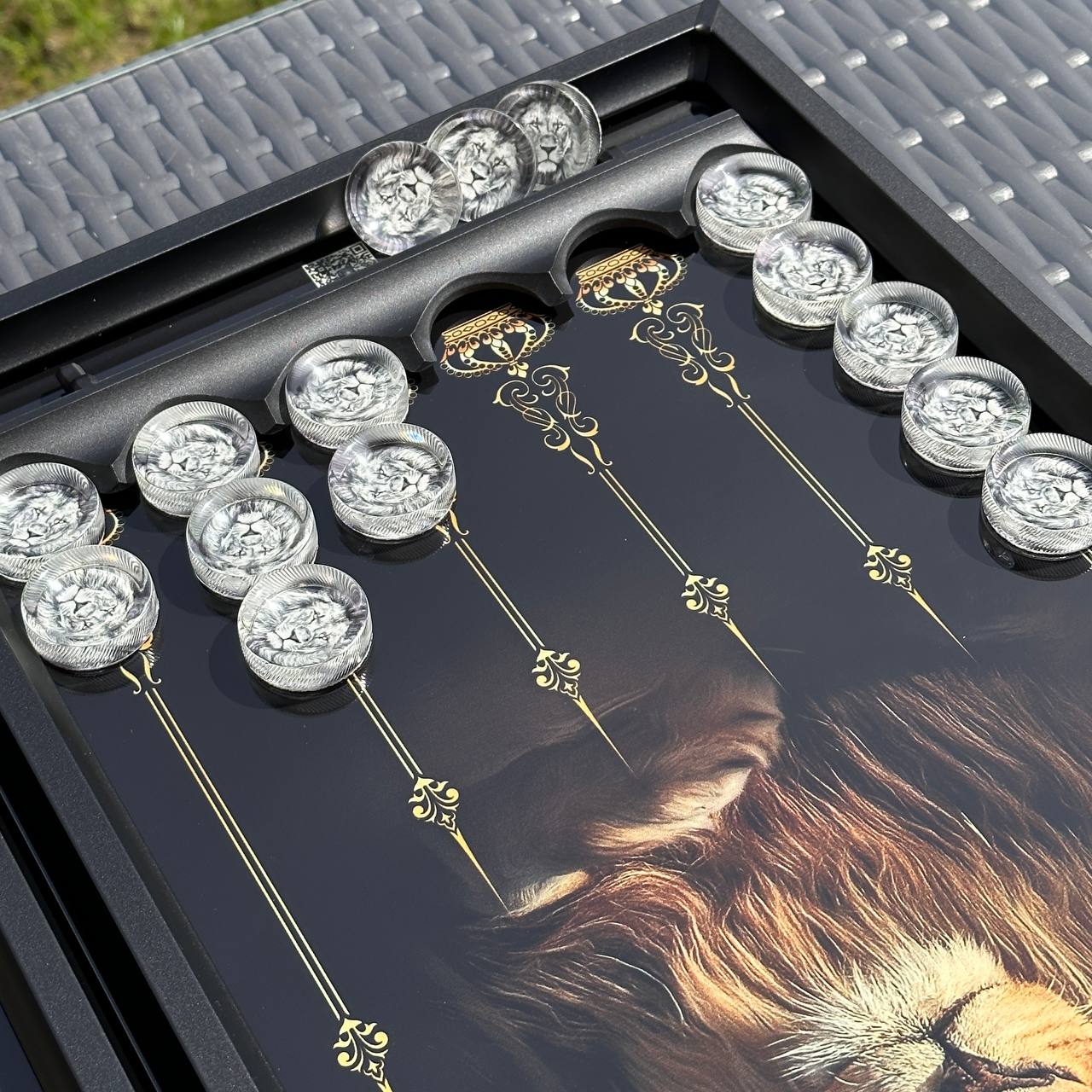 Exquisite Glass Backgammon "Lion" - 61×27 cm, Art. 250058. Customized. Gift-ready | Free worldwide delivery