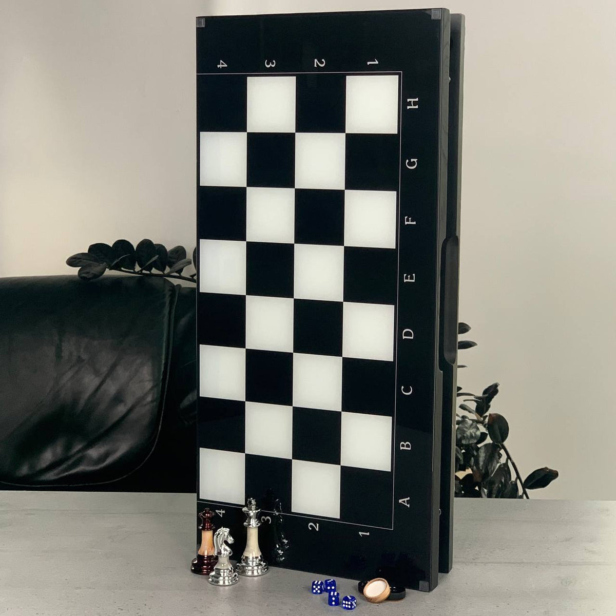 Classic Glass Chess Collection 3-in-1 Chess, Backgammon & Checkers Set