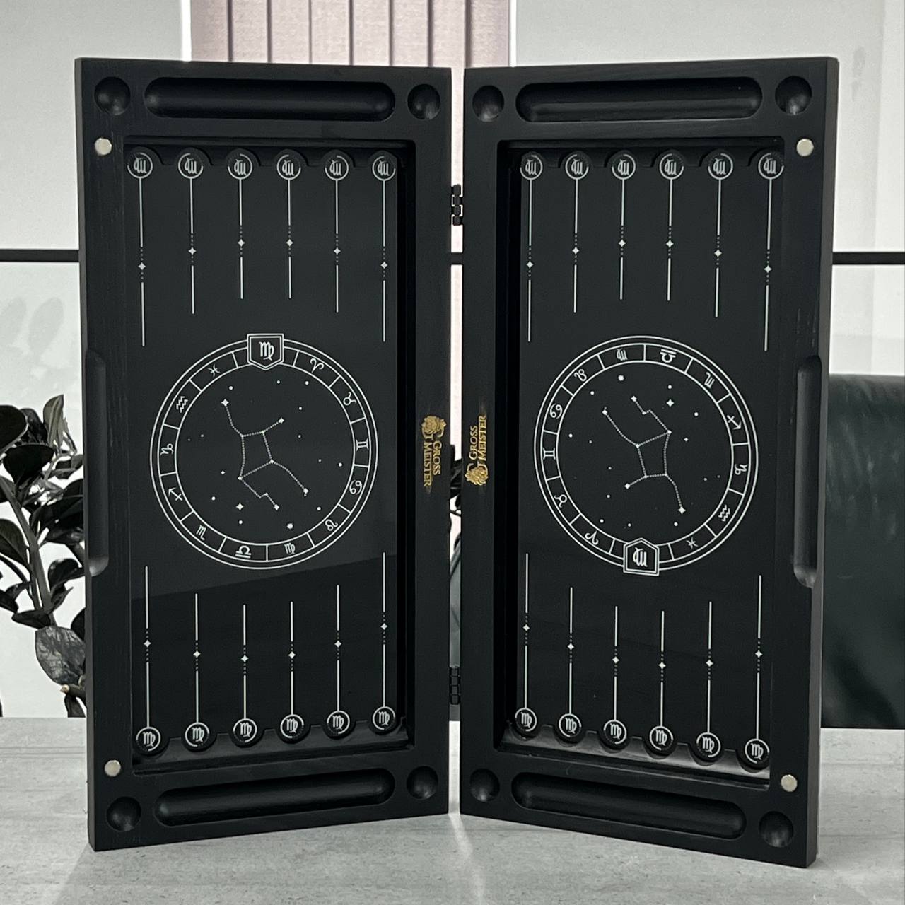 The Virgo Constellation Premium Glass&Wood Backgammon Set — Luxury Game Board Gift