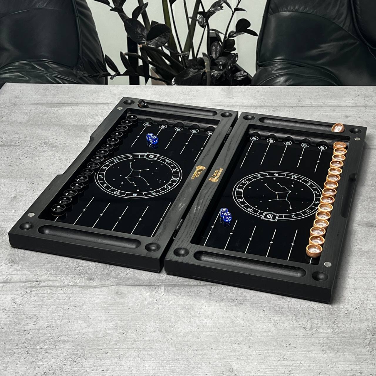 The Virgo Constellation Premium Glass&Wood Backgammon Set — Luxury Game Board Gift