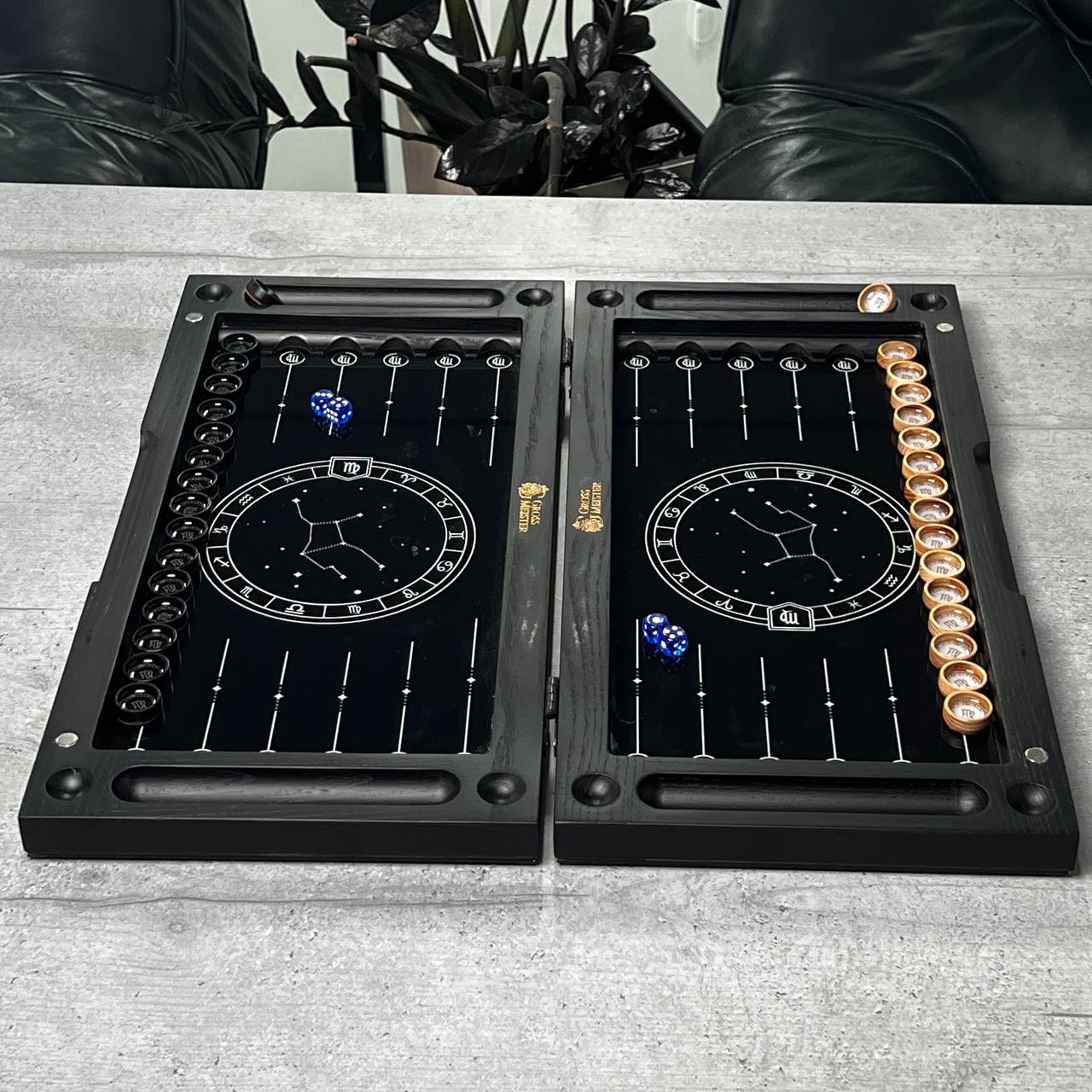 The Virgo Constellation Premium Glass&Wood Backgammon Set — Luxury Game Board Gift