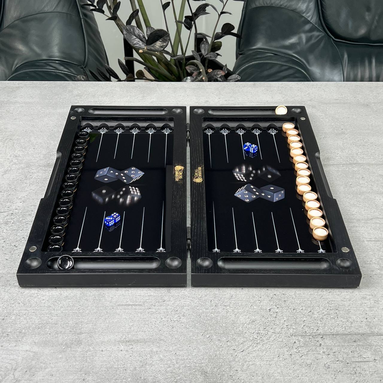 Premium Glass&Wood Backgammon Set — 3D Dice Edition Luxury Game Board